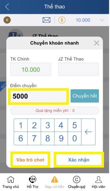 Điền vào số điểm muốn chuyển - thabet.yokohama